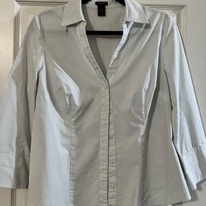 Ann Taylor Black and White Striped Blouse